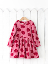 С129/20-Ф Платье (монстеры/светло красный меланж)