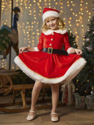 2062 к-19 Костюм "Мисс Санта" (платье, ремень, колпак)