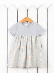 С255/1-И Платье (интерлок/короткий рукав/зайки на сером)