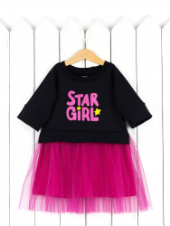 С222/1-Ф Платье (с печатью/чёрный/фуксия/)