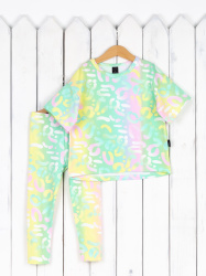 КД522/1-К Комплект детский (футболка+легинсы длинные/разноцветный леопард)