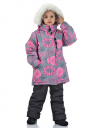 Костюм лыжный для девочки 50-21 "Хризантемы" зима (6)Размеры 110,116,122,128,134,140
